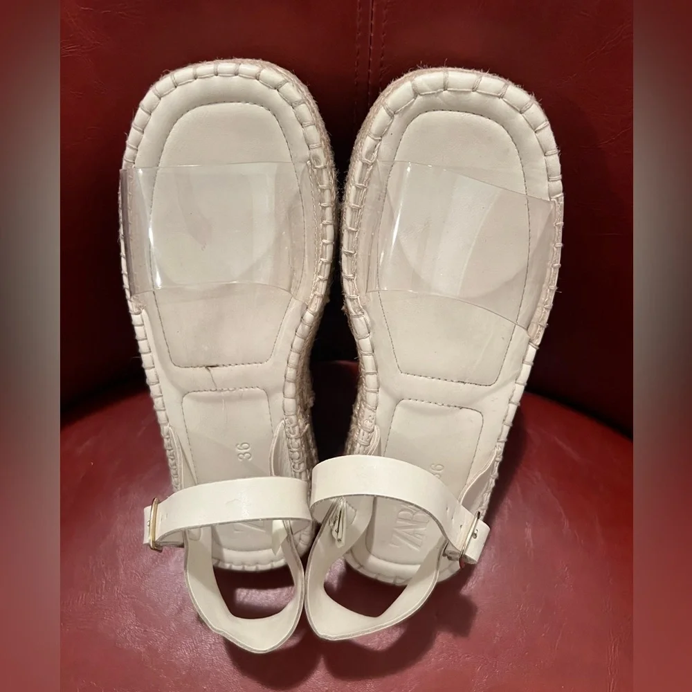 ZARA women beige espadrilles sandals/size 6 - Picture 8 of 14